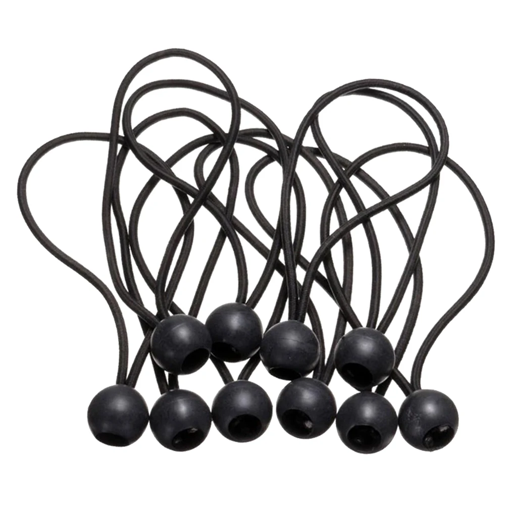 Lot 10 Ball Bungee Loop, Canopy Tarpaulin, Binding Cord, Black