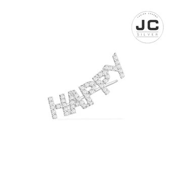 

New Fashion Charms Silver 925 Original Engraving,Mono Silver Happy Earring For Women With Mono Logo Glamour Zircon Jewelry Gift