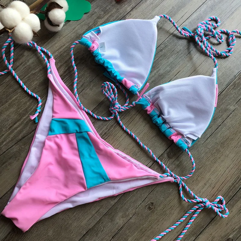 VERTVIE Sexy Tankini Women Bikini Set Stamp Sport Swimwear Push-Up Padded Swimsuit Two Piece Patchwork Biquinis Female Beachwear VERTVIE Sexy Tankini Women Bikini Set Stamp Sport Swimwear Push-Up Padded Swimsuit Two Piece Patchwork Biquinis Female Beachwear