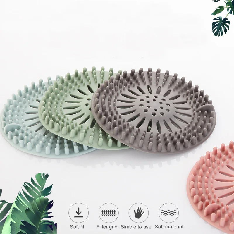 Accesorios de cocina con filtro para el fregadero, accesorios portátiles para baño, bañera, tapón de pelo, colador de silicona, cubiertas de drenaje de ducha, 1 Uds.