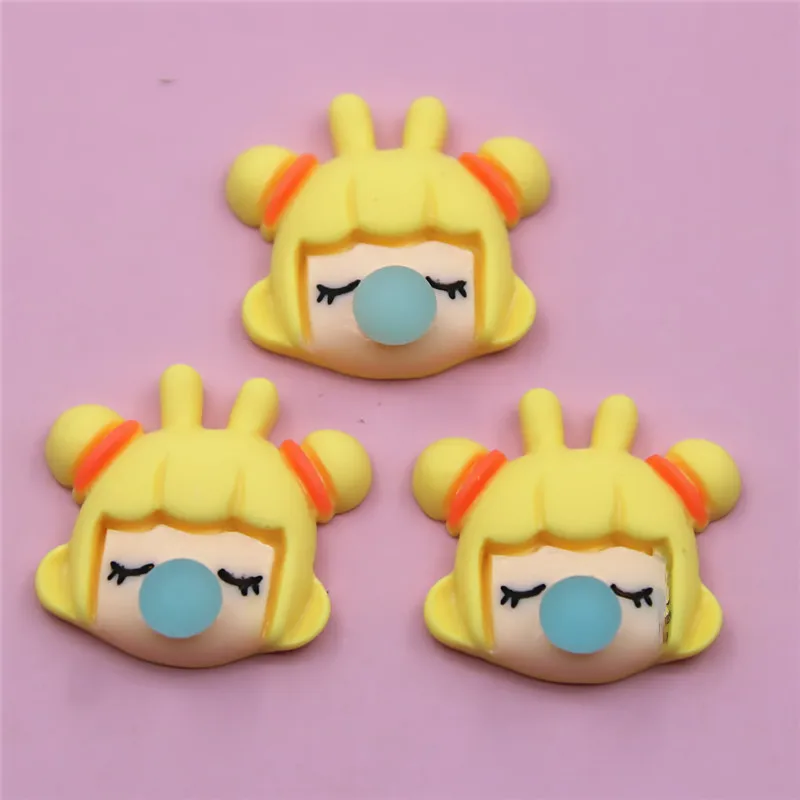 10pcs Kawaii Cute Mini Bubble Blowing Girl Resin Flatback Art Supply Decoration Charm Craft Decoration Accessories