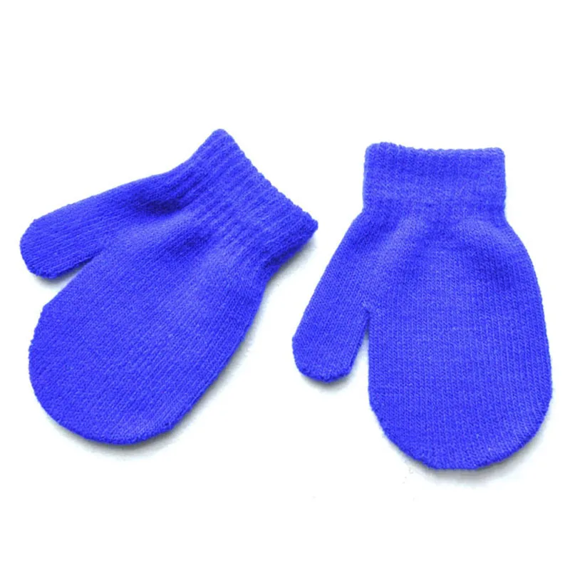Royal blue Новые зимние теплые вязаные перчатки для детей 1-4 лет, милые детские перчатки унисекс, варежки - Цвет: Royal blue