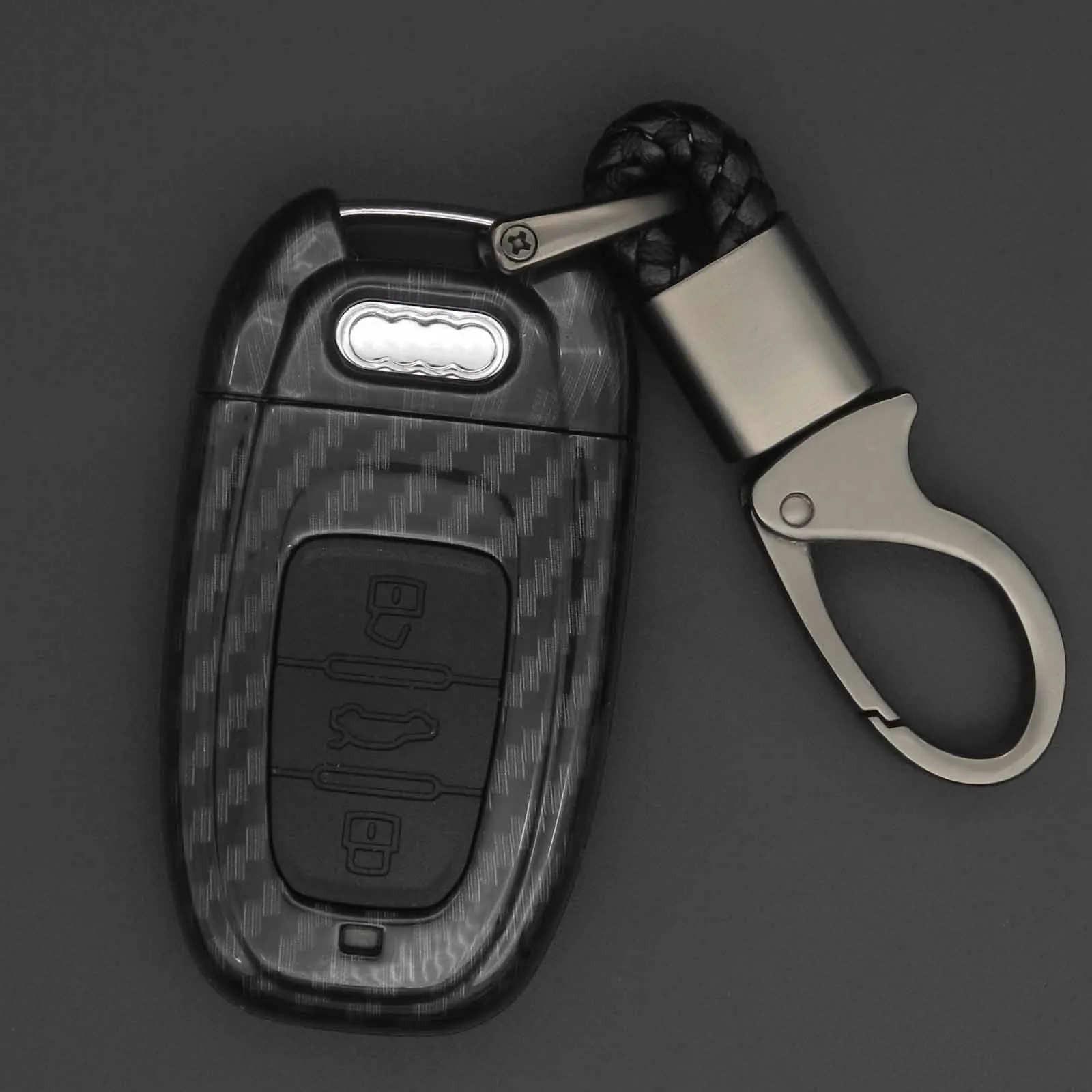 black Jingyuqin 3b чехол для ключей из углеродного волокна для Audi A4L A6L Q5 A5 754C/754G Smart Key - Название цвета: black