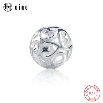 

1PCS 925 sterling silver Beads heart pattern round soild silver beads Exquisite Loose Spacer Silver Beads for Bracelet Making