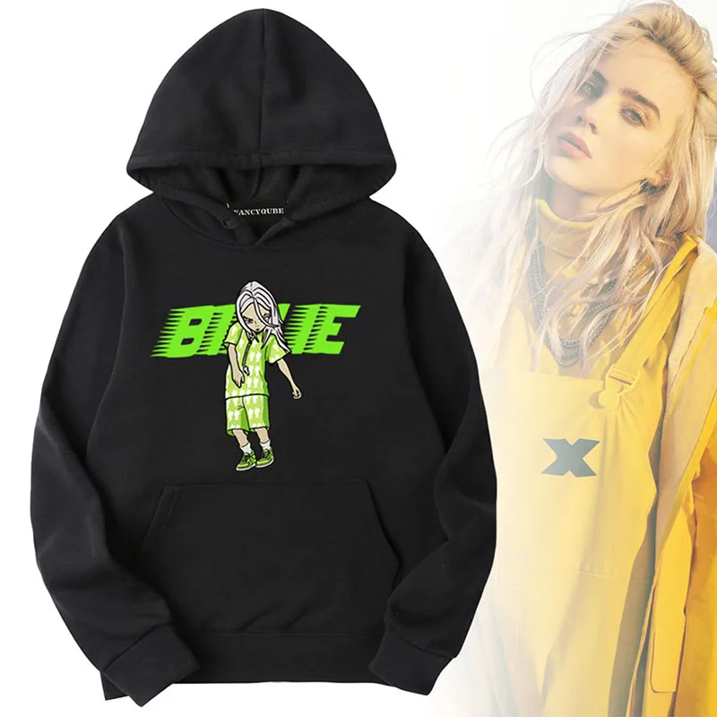 Billie Eilish, модные толстовки с капюшоном больших размеров, свитшоты, повседневные мужские и женские пуловеры с капюшоном, спортивная одежда в стиле хип-хоп Billie Eilish