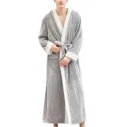 Осень и зима новые мужские утепленные пижамы фланелевый Халат домашний сервис мужской бархатный халат плюс длинная ночная рубашка
