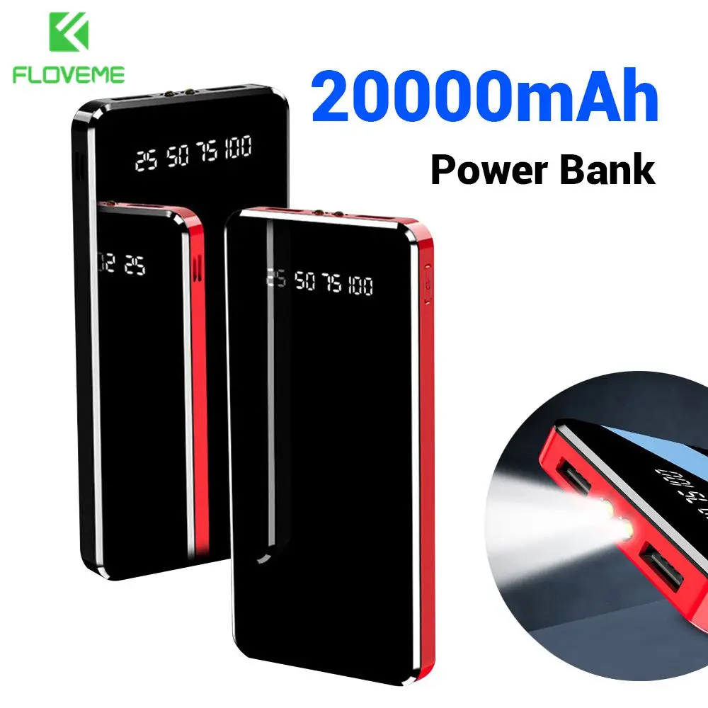 FLOVEME Powerbank 10000 мАч для Xiaomi Power Bank 20000 USB LED Flash Light Carregador Portatil iPhone 11 20000m | Мобильные