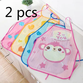 

2set Child Cartoon Apron waterproof Apron for kids Oilproof Sleeveless painting apron kitchen Cleaning Tools set with Sleeveles