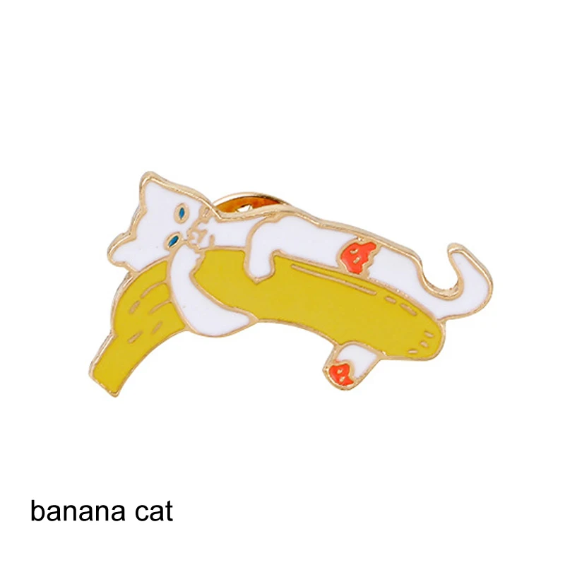 363 banana cat Эмалированная булавка в виде животных, Мультяшные металлические значки, кнопка, корсаж, сумка, Декор, модные ювелирные изделия, нагрудные булавки, броши-кошки, забавные - Цвет: 363 banana cat