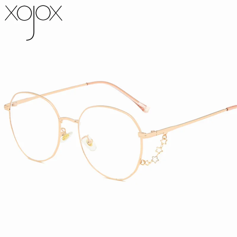 XojoX, Ретро стиль, анти-синий светильник, оправа для очков, женские прозрачные линзы, мужские металлические оптические компьютерные очки, оправы для очков по рецепту
