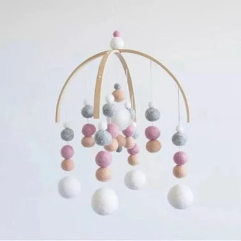 

Children's Room Decoration Nordic Style Wooden Bed Bell Hairball Bedroom Decoration Scene Props Kids Funny Toys Home Decor