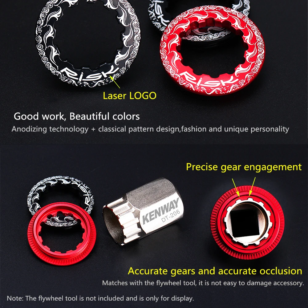 Bicycle Cassette Bicycle Sprocket Gear Bike Sprocket Bike Freewheel 11T Flywheel Cover Flywheel Cap Aluminum Alloy Cassette Locking Ring For Mountain Road Bike Bicycle CNC Locked Washer