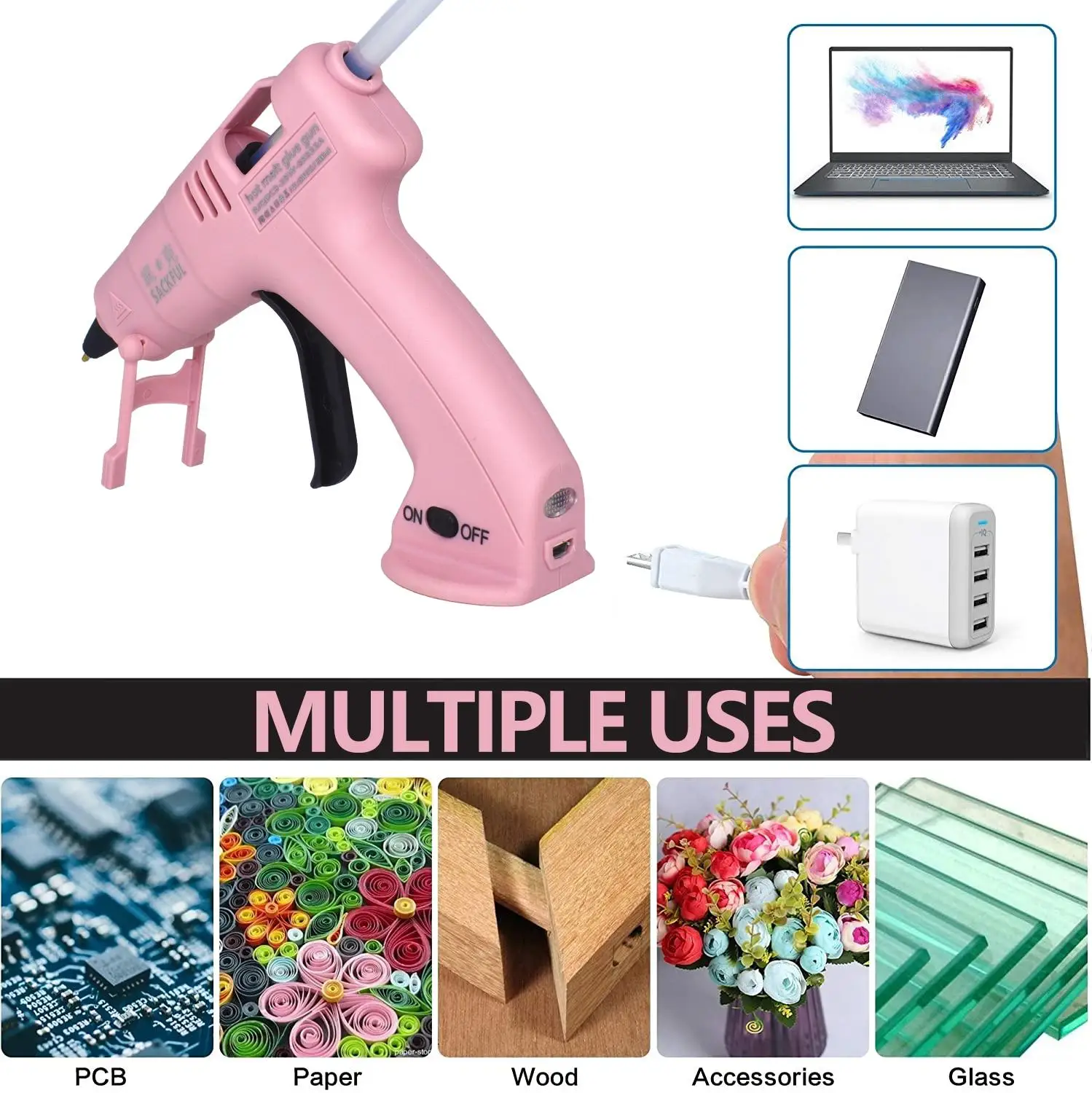 Cordless hotsale Megcsappan Madárlép pisztoly Gyermek kezét mesterségek haza DIY javító watercolor 7mm Madárlép botot Szikratávirát Madárlép pisztoly 3.6V 2000mah 60 Min watercolor Időt mér