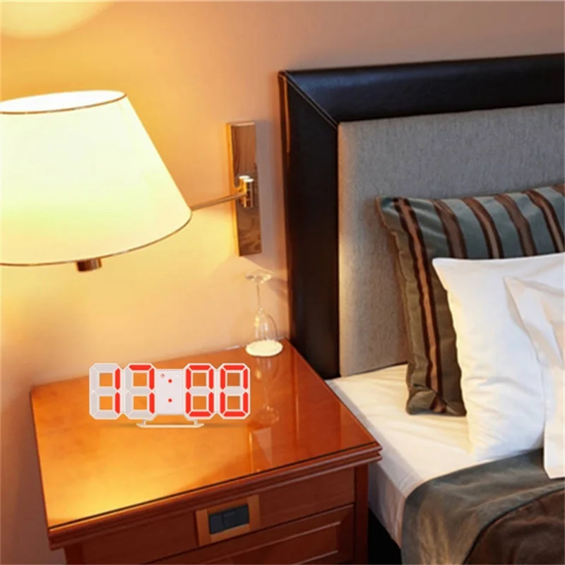 Anpro 3D Large LED Digital Wall Clock Date Time Celsius Nightlight Display Table Desktop Clocks Alarm Clock From Living Room
