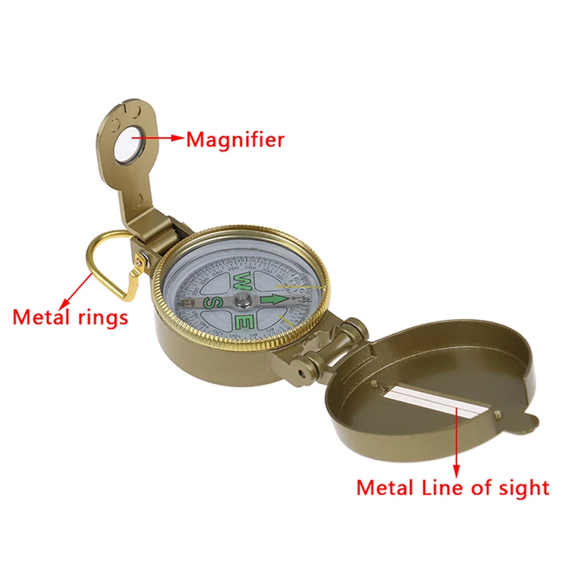 1 шт. принадлежности для кемпинга компас призматический Прицельный военный аутентичный компас металлический ремешок линейка набор увеличительный стеклянный талреп