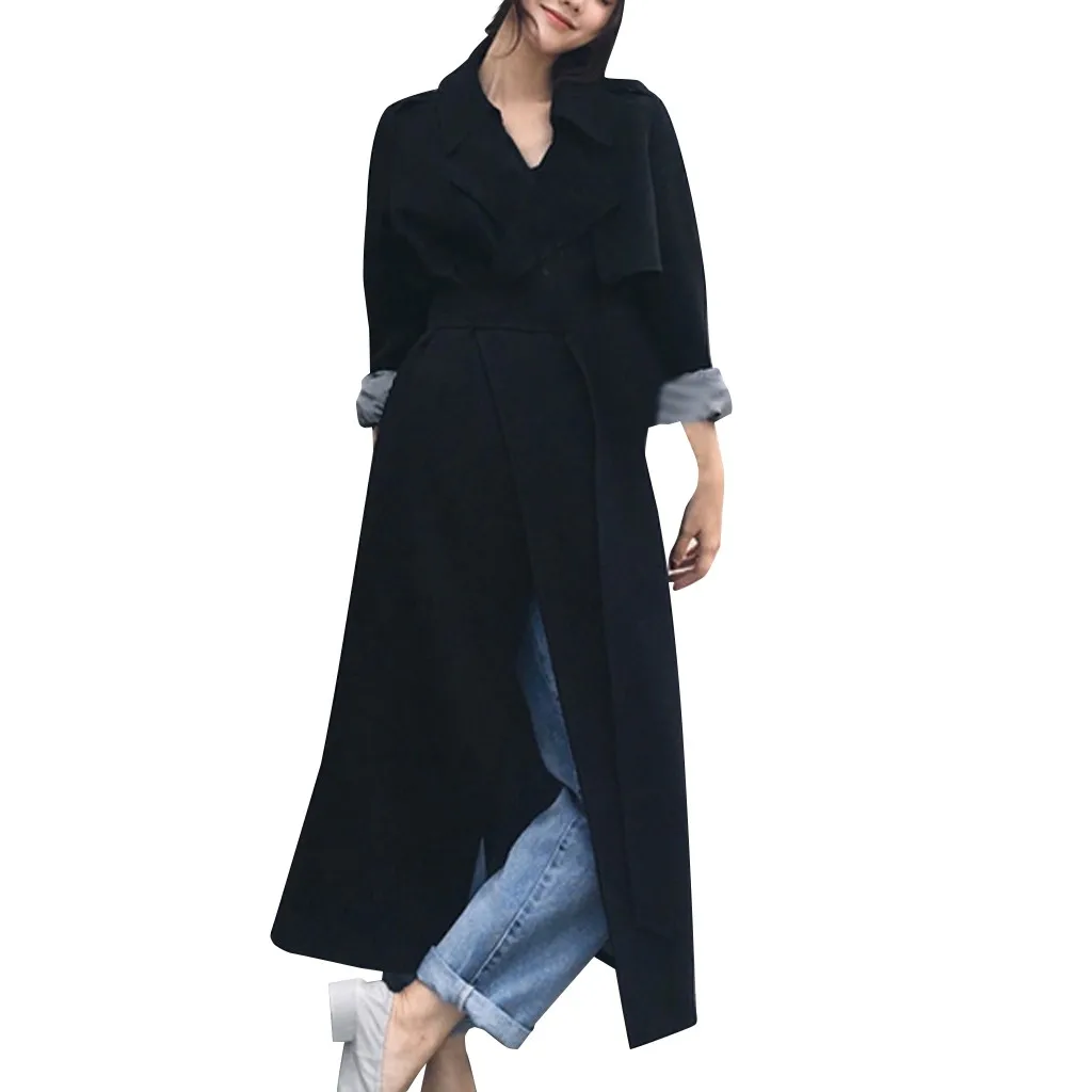 Manteau femme abrigo mujer, шерстяное пальто для женщин размера плюс, длинный рукав, длинный, на каждый день, с карманами, с поясом, верхняя одежда, пылевое зимнее пальто для женщин, casaco