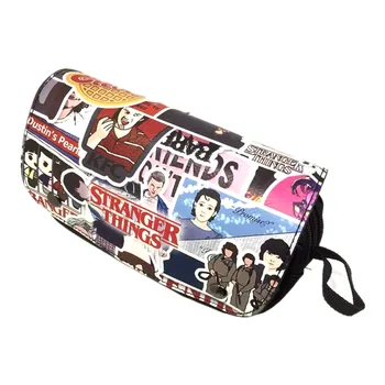 

TV Stranger Things Pencil Holder PU + Canvas Cosmetic Bag Student Stationery Pouch Bag Makeup Organizer Bag