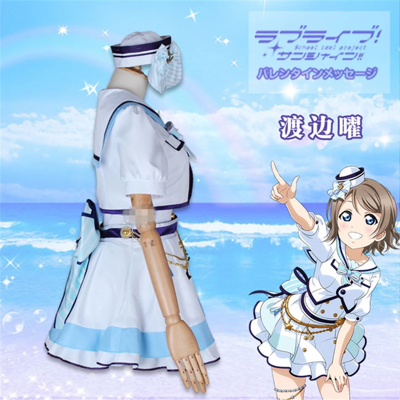 Lovelive! sunshine! Aqours 6th юбилей вечерние Watanabe вы Косплей Костюм Полный наборы рождественский подарок для женщин платье наряды