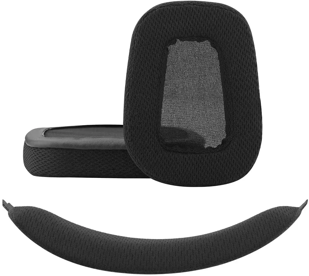 Cuscinetti Auricolari Di Ricambio In Tessuto A Rete + Fascia Compatibile Con La Sostituzione Delle Cuffie Logitech G533, G633, G635, G933, G935