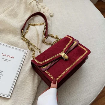 

Women's Bag 2020 New Simple and Versatile One-shoulder Diagonal Soft Handle Stitching Fashion Chain Small Square Bag Bags