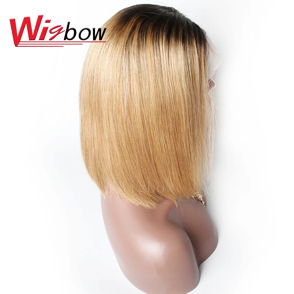 Wigbow OneCut волосы 1B/27 прямые кружевные передние человеческие волосы парики с детскими волосами предварительно выщипанные индийские кружевные парики с отбеленными узлами Remy