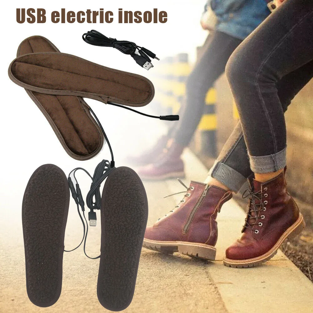 Новинка; USB стельки с подогревом; Электрические подушечки; Зимние гетры для ног; обувь; нагреватель; стельки; DO99