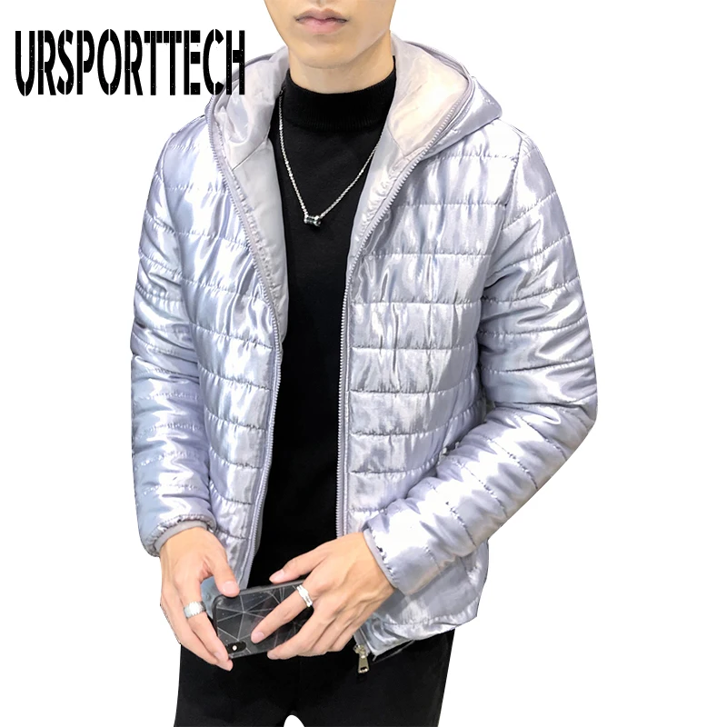 URSPORTTECH, новинка, мужская зимняя куртка, повседневная, толстая, теплая, глянцевая, мужская куртка, роскошная верхняя одежда, ветрозащитная, водонепроницаемая, с капюшоном, парка, пальто для мужчин
