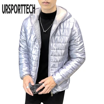 

URSPORTTECH New Men Winter Jacket Casual Thick Warm Glossy Jacket Men Luxury Outwear Windproof Waterproof Hooded Parkas Coat Men