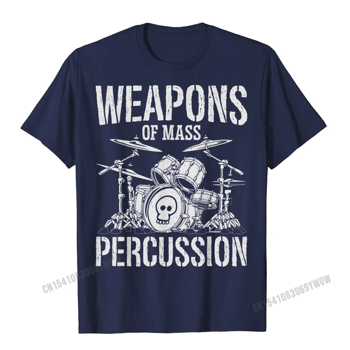 Printed Tshirts Short Sleeve Design Wholesale Man VALENTINE DAY Tops Shirts Design Tee Shirts Crewneck Pure Cotton Weapons Of Mass Percussion Funny Drummer Drumset Drum Set T-Shirt__94 navy