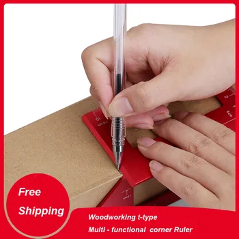 

Woodworking t-type Square Ruler Scribe Mark Line Miter 45 /90 Degree Aluminum Alloy Ruler Portable Square Carpenter Tools
