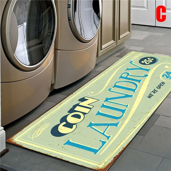 Non-Slip Floor Mat Bath Mat Entrance Doormat Self-Service Laundry Bathroom Kitchen Carpet Laundry Room Decor Print Lounge Rug