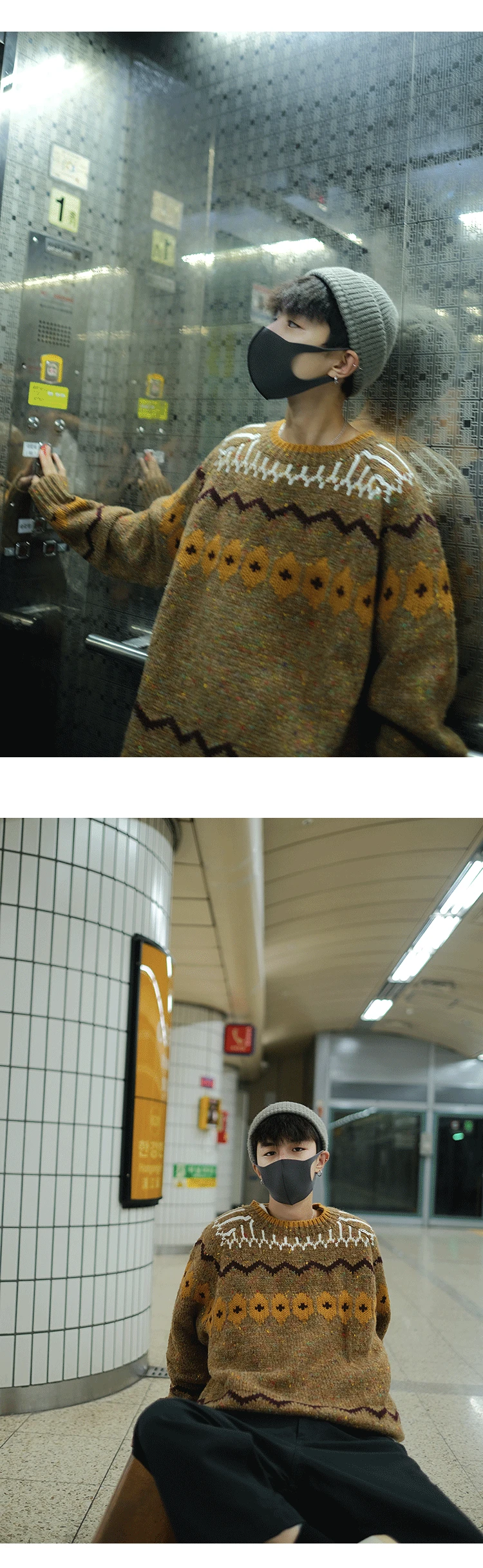 LEGIBLE, мужские винтажные свитера в стиле хип-хоп с круглым вырезом, s, осенне-зимние корейские пуловеры, Свободный Мужской свитер Харадзюку, модная одежда