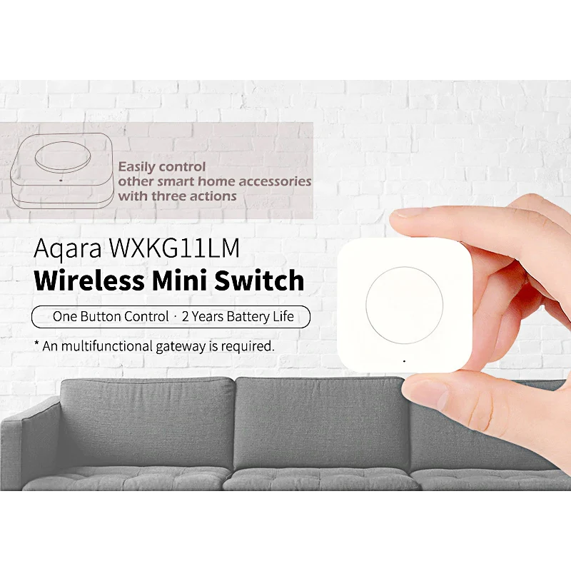 Xiaomi Aqara Smart Wireless Switch For Mi Home App Remote Control Security Alarm ZigBee Wifi Connection 1 gang Key Switches