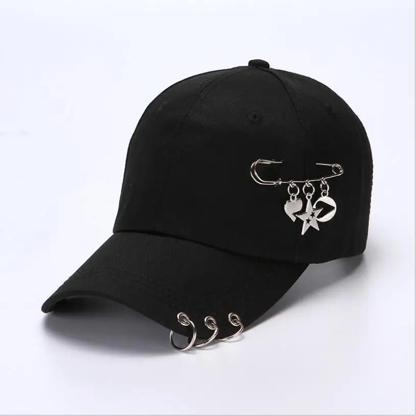 Hip Hop Cap with Ring Snapback Hat Women Men Baseball Cap with Ring Circle Snapback Hats Unisex Dad Hat Adjustable Kpop Gorra