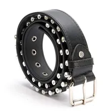 

Hollow Bullet Decoration Belt Fashion Ladies Leather Luxury Studded Gift Goth Rock Wild Adjustable Punk Black Belt