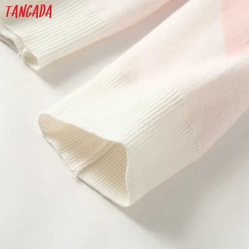 Tangada корейский модный шикарный вязаный костюм с геометрическим узором Женский комплект с юбкой комплект из 2 предметов милый топ и юбка YU44