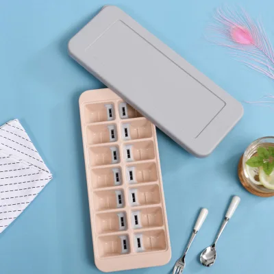 DIY силиконовая форма для льда 14 кубиков с крышкой замороженные кубики льда инструмент для изготовления льда лоток аксессуары для кухонного бара C1166 d - Цвет: Розовый