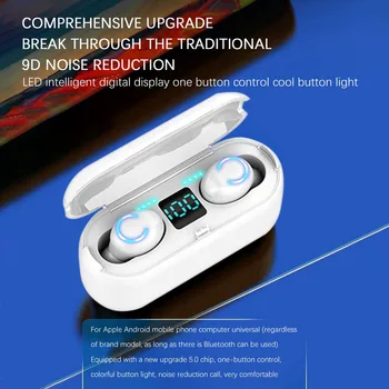 

F9 Mini Bluetooth 5.0 In-Ear Capacity TWS Earphones LED Twins Earbuds IPX7 Waterproof Stereo Noise Cancelling # G30