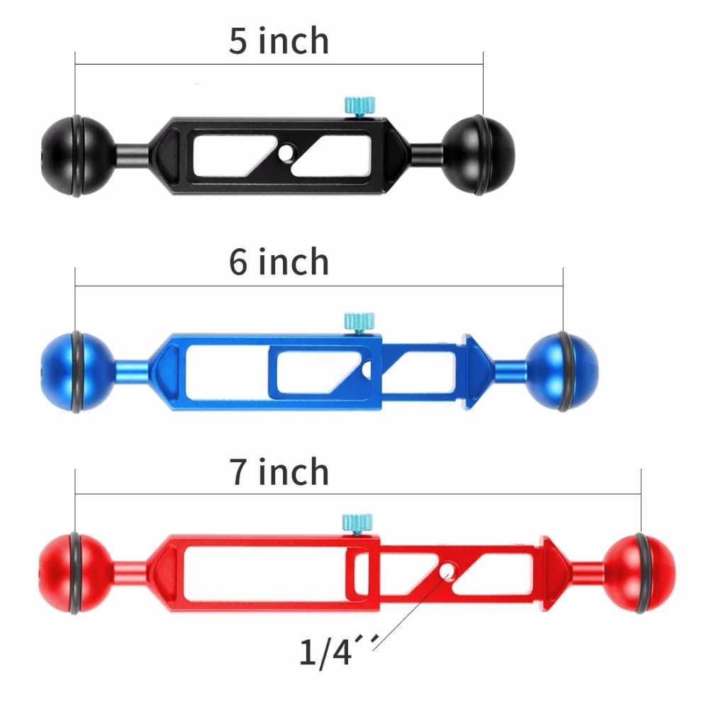 Алюминий Дайвинг фотографии 1 дюйм шаровой головкой света удлинитель выдвижной рычаг 5/6/7/8/9/10/11/12 дюймов Регулируемая w/1/" резьбовое отверстие