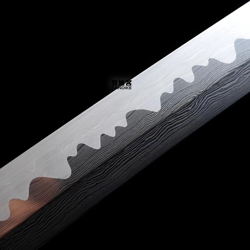 Full tang Handmade Folded Steel Japanese samurai Very Sharp katana Copper fittings pattern steel Chinese Sword machete