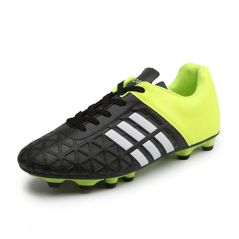 Mens Football Boots Soccer Cleats Boots Long Spikes TF Spikes Ankle High Top Sneakers Soft Indoor Turf Futsal Soccer Shoes Men - Цвет: 1610 green