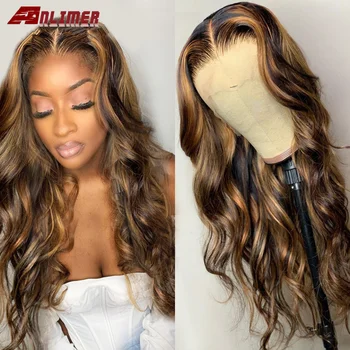 

Brazilian Honey Blonde Highlight Wig Ombre Brown 13X6 Body Wave Lace Front Human Hair wigs Colored Full Lace Human Hair Wigs