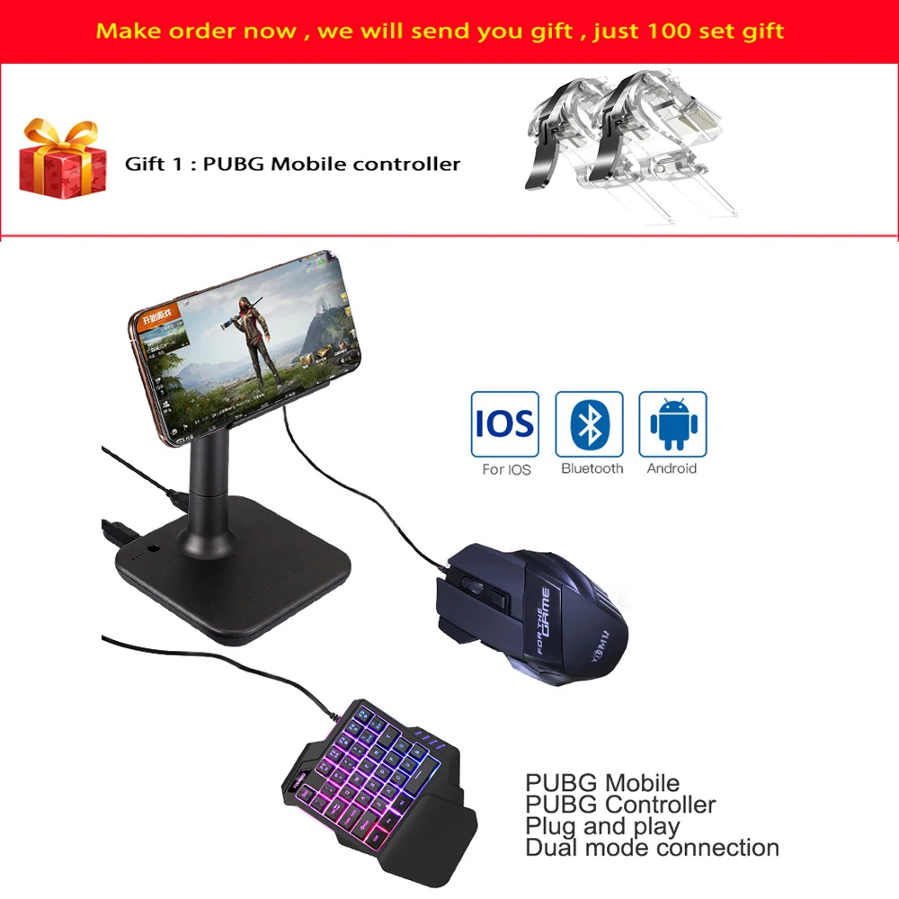 

New Phone gamepad Usb Controller for IOS PUBG controller Gamepad Android to PC Bluetooth USB Keyboard Mouse Converter Free Gift