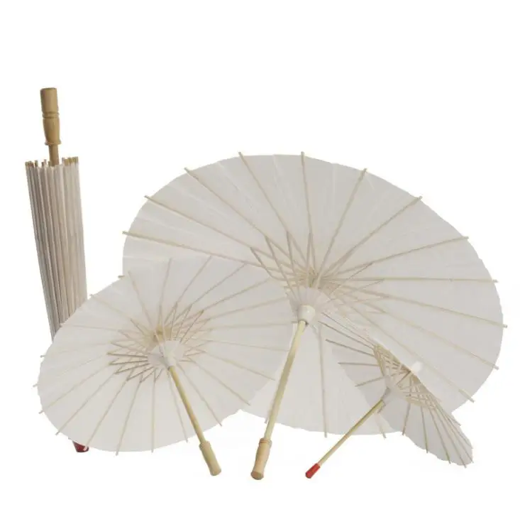 

White Bamboo Paper Umbrella Parasol Dancing Wedding Bridal Party Decor Bridal Wedding Parasols White Paper Umbrellas SN747