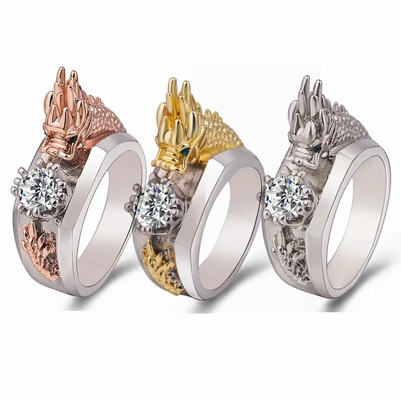 

Chinese Dragon Ring with Zircon Personality Creative Men&Women's Ring