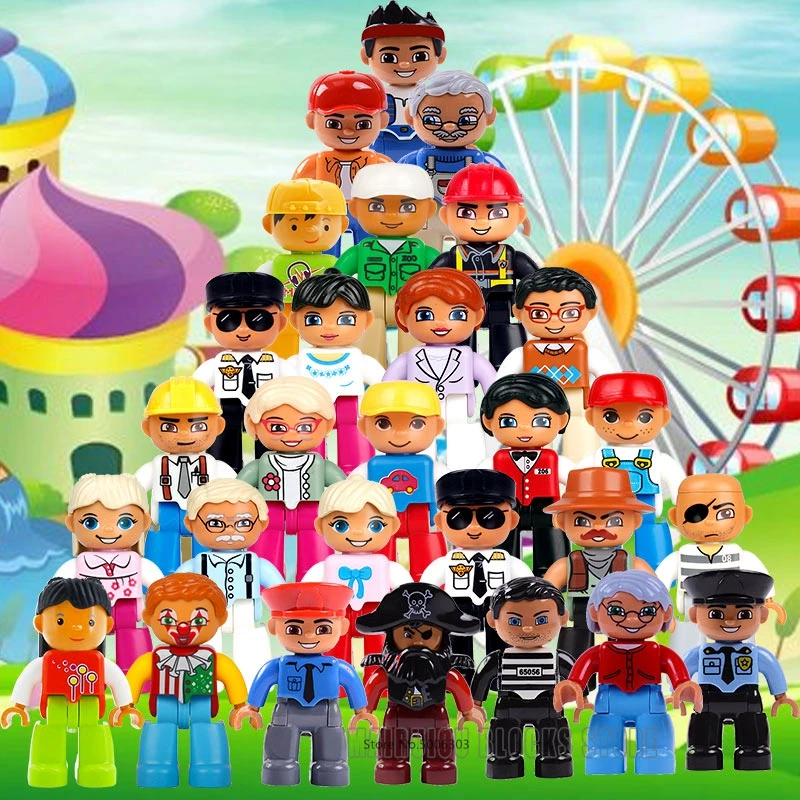 Duplo фигурки дедушка бабушка полиция врачи рабочий инженер фермер большой размер