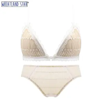 

Front Closure Bralette Underwear Wire Free Push Up Bra & Brief Sets Women's Lingerie Comfy French Style Lingerie Women Intimates