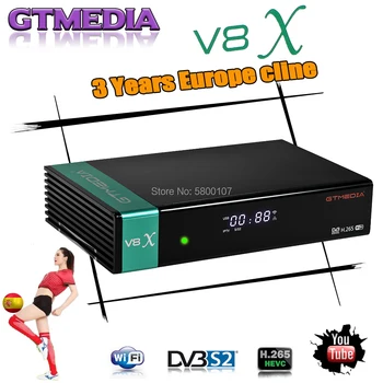

Receptor Gtmedia V8X HD 1080P DVB-S2/S2X cccam cline for 3 Year Spain Built Wifi update from V8 NOVA Satellite Receiver Box