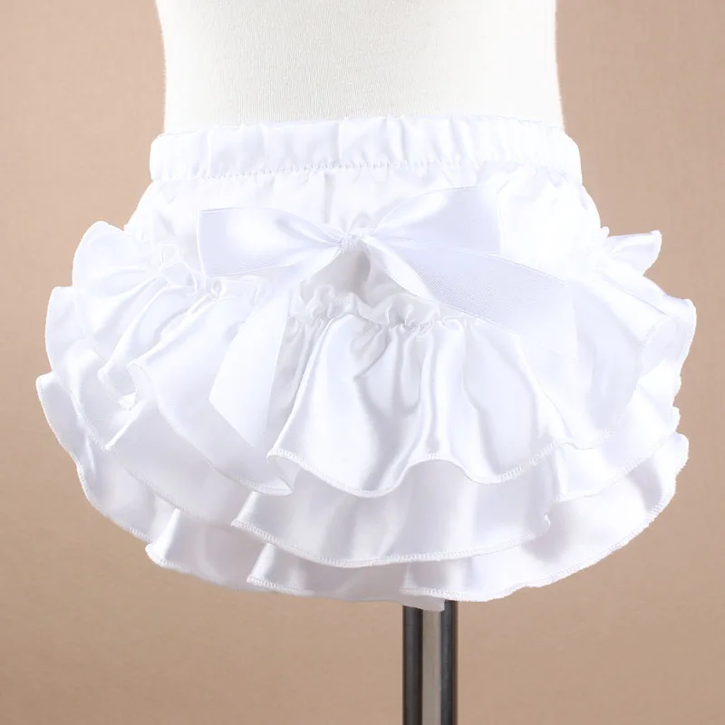 Baby Girl Bloomers Baby Clothing Solid color Silk Bow Satin Baby Shorts Ruffle Diaper Cover Bloomer Baby Girls Panties Bloomers