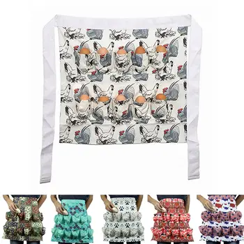 

Kitchen Farm Hen Print Two-row Chicken Egg Collecting Gathering Holding Apron Pocket Housewife Farmhouse Kitchen Home Workwear